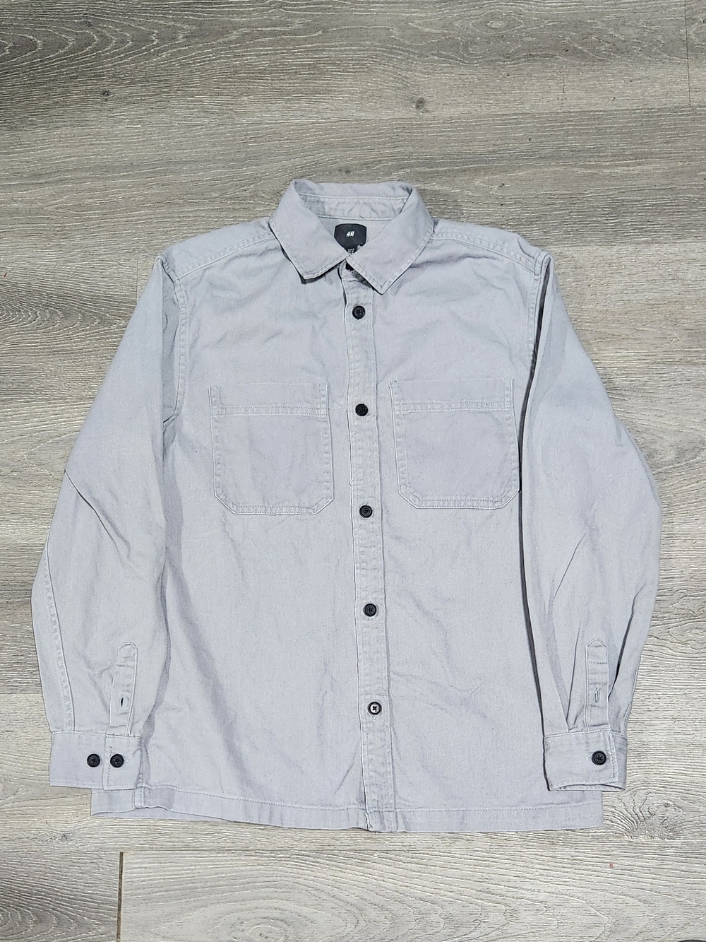 H&M Light Gray Button-Front Shirt Jacket